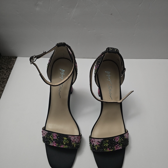 Betsey Johnson Black and Pink Embellished Heels - Picture 5 of 7